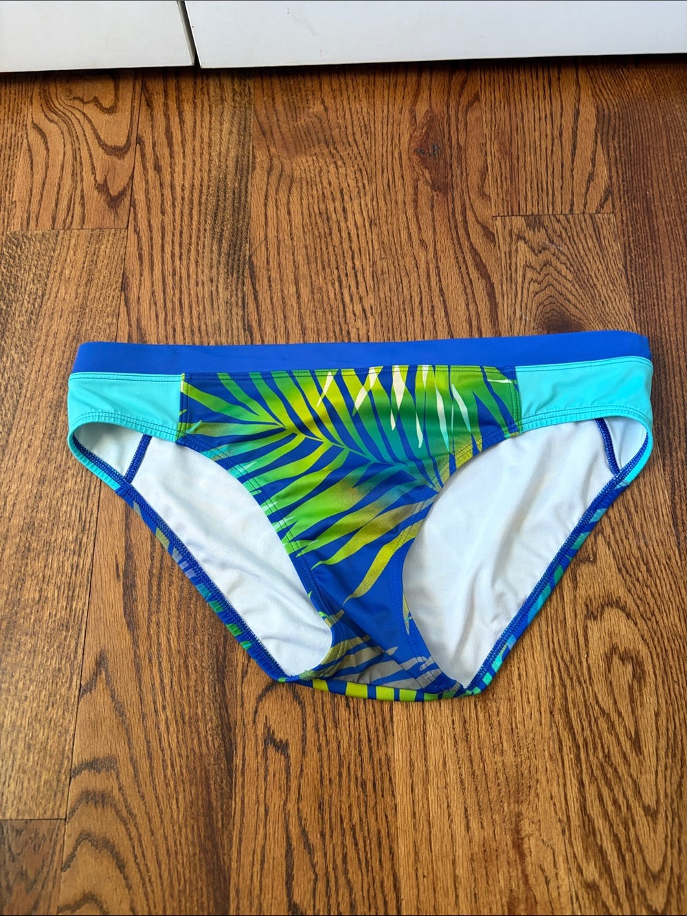 Lands' End Blue and White Bikini Bottom Size 12